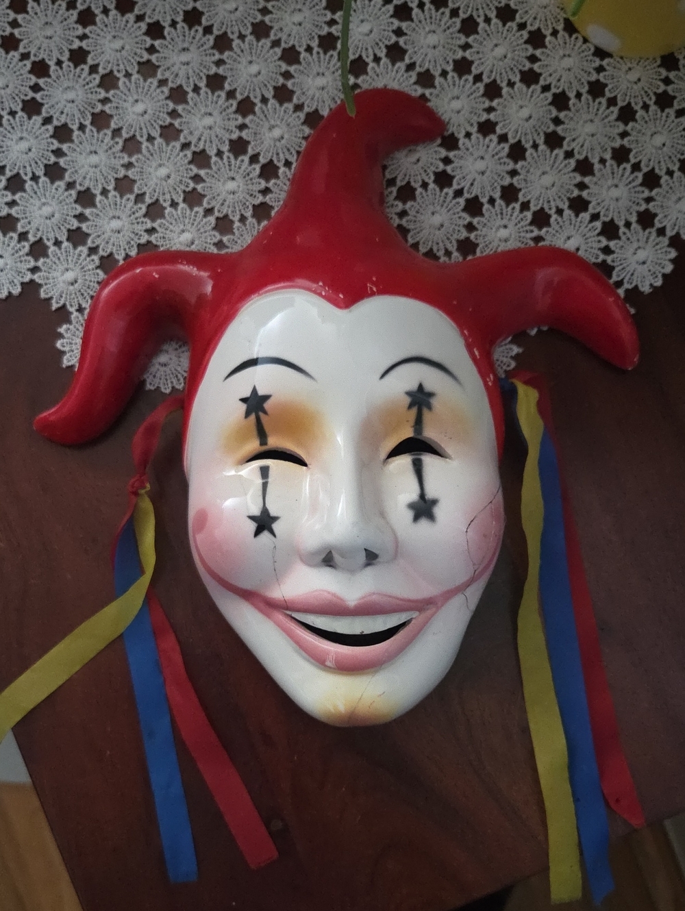 Vintage Red Jester Wall Mask